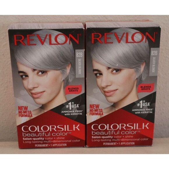 Revlon Colorsilk Beautiful Color 82B Silver Blonde, 100% Gray Coverage, Lot of 2 - Picture 1 of 5
